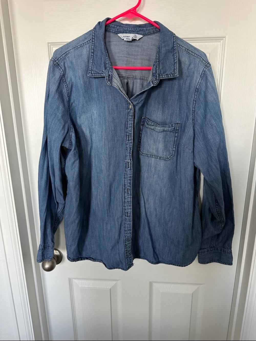 Old Navy Light Blue Denim Button-Up Shirt